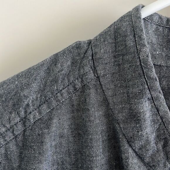 EUC Eileen Fisher gray blue stand collar chambray jacket large - Picture 5 of 9